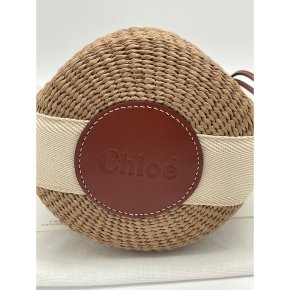 NEW CHLOE SMALL WOODY BASKET BUCKET RAFFIA STRAW SHOULDER BAG PURSE - Picture 11 of 14